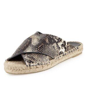 VINCE Castel Snake Espadrille Slide Sandals Cross Strap Flats